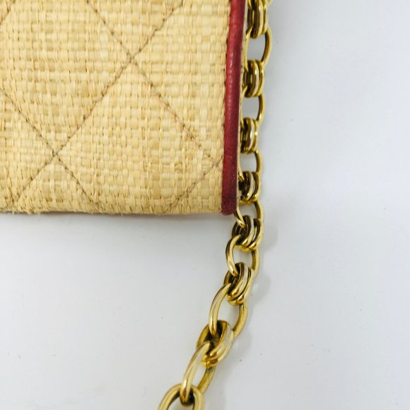 CHANEL summer Straw Raffia 80s Vintage bag leather - Picture 7 of 16